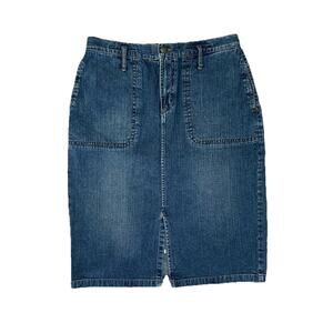 Vintage Ralph Lauren Skirt Women's Size 4 Denim Blue Jean Skirt Slit